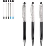 Stylo a bille 3 pcs 2 en 1 stylo diamant en cristal etincelant stylo tactile capacitif avec remplissage ... Stylo a bille 3 pcs 2 en 1 stylo diamant en cristal etincelant stylo tactile capacitif avec remplissage ...