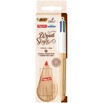 Stylo bille - 4 couleurs bic - motifs bois + mini souris de correction tipp - ex