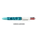 Stylo bille - 4 couleurs - motifs velours - pointe moyenne - r�tractable - bic