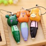 Stylo a bille animal mignon avec cha�ne, stylo cr�atif en bois noir pour etudiants, dessin anim�, papeterie ...