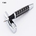 Stylo a bille argent ligne noir, haute qualit�, rollerball, id�al pour business et bureau d'affaires