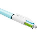 Stylo bille bic fun 4 couleurs rechargeable et rétractable bleu pastel Stylo bille bic fun 4 couleurs rechargeable et rétractable bleu pastel