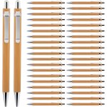 Stylo a bille en bois : lot de 40 stylos a bille rutilisables en bambou ensemble de stylos a bille encre ...