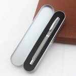Stylo a bille avec clip gris et argent en m�tal, haute qualit�, fournitures de bureau classiques, papeterie ...