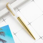 Stylos a bille en cristal et diamant, fournitures scolaires et de bureau, couleur or rose - type gold ...