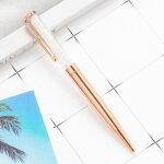 Stylos a bille en cristal et diamant, fournitures scolaires et de bureau, couleur or rose - type rose ...