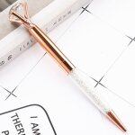 Stylos a bille en cristal, gros diamant brillant, m�tal, or rose, pour mariage, a la mode, cadeau pour ...
