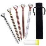 Stylo a bille diamant en cristal, stylo a bille en m�tal, fournitures de bureau, avec 5 recharges de ...
