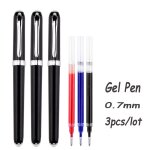 Stylo a bille a encre gel, 0. 7mm, haute capacit�, noir / bleu / rouge, 3 stylos + 3 recharges