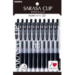 Stylo a bille gel zebra sarasa 0, 5 p - jj15 - bk10 noir 10 pi�ces