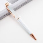 Stylo a bille huile cristal m�tal, fournitures scolaires de bureau, papeterie spinning or rose brillant, ...