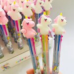 Stylo a bille licorne rose et blanc, 6 couleurs, fournitures scolaires et de bureau, papeterie cadeau ...