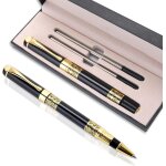 Stylo a bille de luxe, 1, 0 mm business mtal avec 2 recharges stylo a encre noire stylo roller a ecriture ...