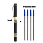 Stylos a bille de luxe en bois noir, 1 + 4 pices, sculpture dore, stylo a encre business avec recharge ...