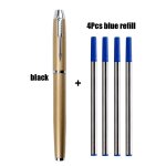 Stylo a bille de luxe en m�tal, 1 ensemble, recharge d'encre bleue et noire, 0. 5mm, papeterie, fournitures ...