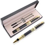 Stylo a bille de luxe en métal de 1 mm avec coffret cadeau et 2 recharges d'encre noire a pointe moyenne, ... Stylo a bille de luxe en métal de 1 mm avec coffret cadeau et 2 recharges d'encre noire a pointe moyenne, ...