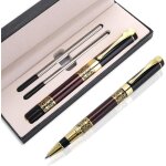 Stylo a bille de luxe en m�tal de 1 mm avec coffret cadeau et 2 recharges d'encre noire a pointe moyenne, ...