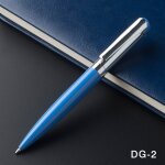 Stylo a bille de luxe en m�tal rotatif, petit stylo a huile portable bleu, bo�te cadeau