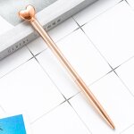 Stylos a bille en mtal en forme de coeur, accessoires de papeterie amusants, couleur or, dcoration ...