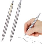Stylo a bille en m�tal semi - acier argent�, lot de 2 stylos a bille en m�tal semi - acier, recharges ...