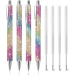 Stylos a bille en mtal avec strass 1, 0 mm stylos a bille rtractable a encre noire avec recharges stylos ...
