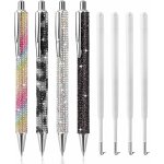 Stylos a bille en m�tal avec strass 1, 0 mm - r�tractables a encre noire avec recharges - cadeaux pour ...