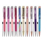 Stylos a bille personnalis�s, 10 pi�ces, dynamique, liquide, sable, or rose, m�tal, encre noire, fournitures ...