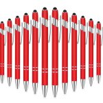 Stylo a bille avec pointe de stylet, 1. 0mm, en m�tal a encre noire pour ecrans tactiles, 2 en 1 (rouge) ...