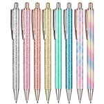 Stylos a bille r�tractables en m�tal pour femmes et filles, 8 pi�ces, jolis stylos de journal a paillettes, ...