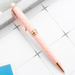 Stylo a bille rotatif en mtal a points cratifs, 5 pices / lot, encre noire et bleue, stylos de publicit ...