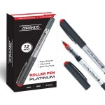 Stylo bille rouge - lot de 12 - stylo rouge a pointe fine 0, 5 mm - stylos roller tr�s pr�cis avec encre ...