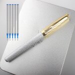 Stylo a bille roulante de luxe, haute qualit�, clip dor�, enti�rement en m�tal, argent mat, fournitures ...