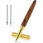 Stylo a bille vintage en bois, stylo a bille de luxe fait a la main avec pointe fine de 0, 5 mm et 2 ...