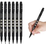 Stylo de calligraphie 4 tailles ensemble de pinceau marqueur noirs pour lettrage, journalisation, signature, ...