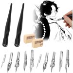 Stylo calligraphie, plume de calligraphie, porte plume, stylo a trempette en dessin, pour dessin croquis ...