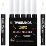 Stylo craie pour tableau noir, marqueurs a craie liquide effa�able blancs (lot de 5), pointe r�versible, ...