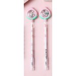Stylo de dessin anim� noir mignon 2 pi�ces, stylo gel de p�che cr�atif, fournitures de papeterie pour ...