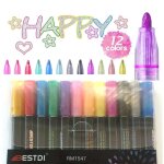 Stylo a double contour, 12 couleurs, 8 couleurs, surligneurs