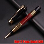 Stylo a encre en bois et m�tal pour hommes, design classique de marque, stylo a plume d'�criture en m�tal, ...