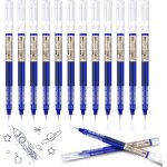 Stylo a encre gel bleu, 12pcs stylo a bille a encre gel et pointe fine (0, 5 mm), stylos roller a encre ...