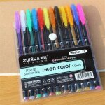 Stylo a encre gel couleur non, 1mm, 12 pices par lot, marqueur pour dessin artistique et peinture, ...