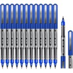 Stylo a encre roller, stylos roller encre liquide, pointe fine (0, 5 mm), bleu, lot de 12