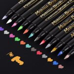 Stylo feutre 12 couleurs, aquamarker, marqueur metallique pour concevoir et dcorer des cadeaux pour ...