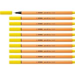 Stylo feutre pointe fine point 88 - lot x 10 stylos feutres - jaune fluo (88 / 024)