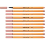 Stylo feutre pointe fine point 88 - lot x 10 stylos feutres - rose poudr