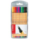 Stylo feutre pointe fine - stabilo point 88 - pochette de 10 stylos - feutres - coloris assortis