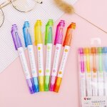 Stylo fluorescent a double t�te, couleur bonbon, cristal, surligneur, marqueurs artistiques, papeterie ...