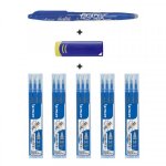 Stylo frixion bleu bonus pack gomme 5 etuis de 3 recharges pointe moyenne bleu