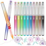 Stylo gel 12 couleurs, 0. 5 mm fineliner set rollerball, stylo gel pour journal, ecriture, dessin, prise ...