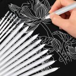 Stylo gel blanc, 10 pices blanc encre gel stylos avec 5 recharges de stylo pour papiers sombres, 0. ...